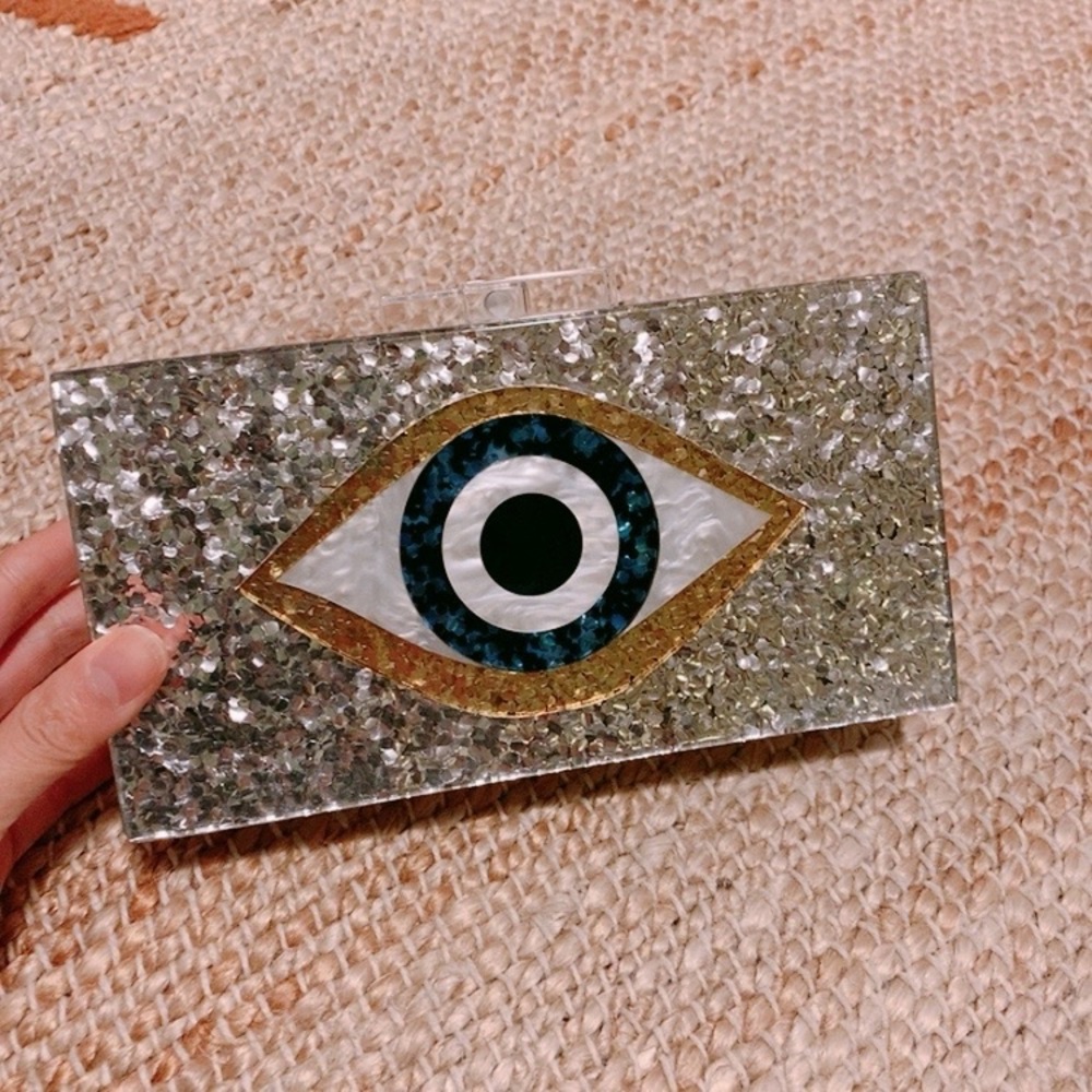 Evil eye sparkle clutch